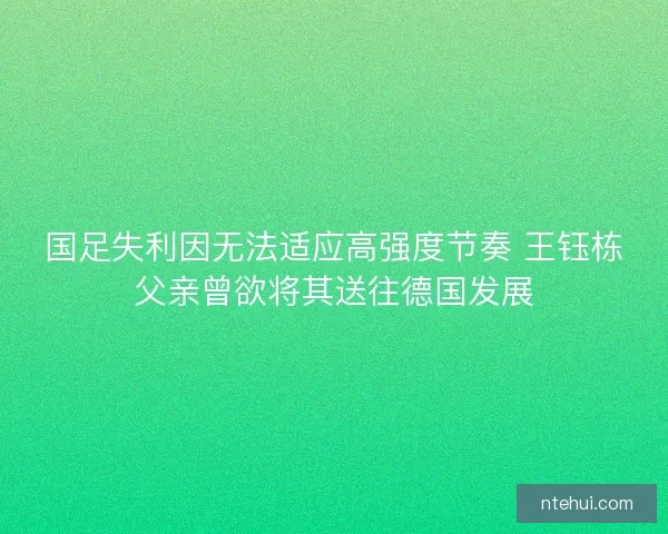 国足失利因无法适应高强度节奏 王钰栋父亲曾欲将其送往德国发展