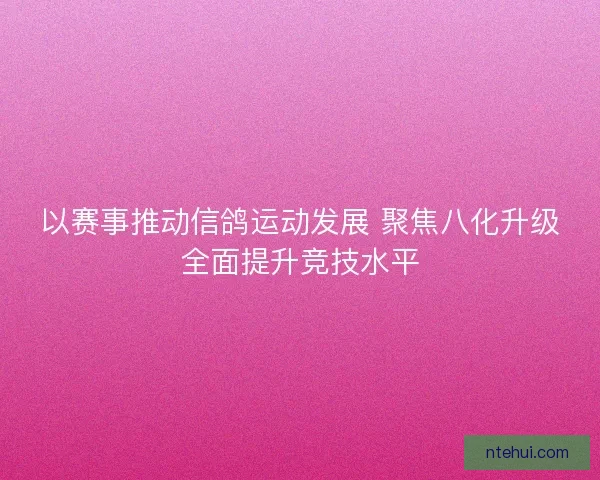 以赛事推动信鸽运动发展 聚焦八化升级全面提升竞技水平