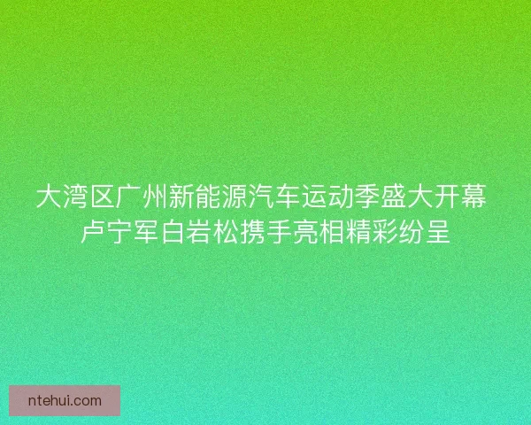 大湾区广州新能源汽车运动季盛大开幕 卢宁军白岩松携手亮相精彩纷呈