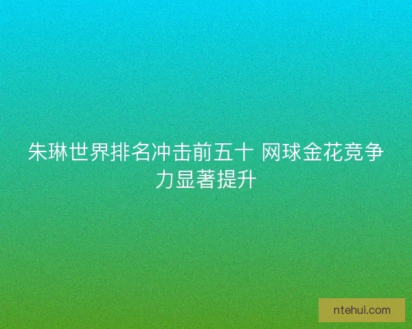 朱琳世界排名冲击前五十 网球金花竞争力显著提升
