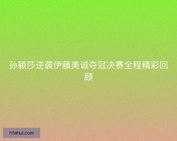 孙颖莎逆袭伊藤美诚夺冠决赛全程精彩回顾